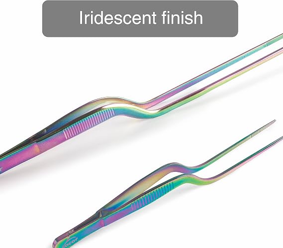 Lacor - 62875 - Rainbow Precision Kitchen Tweezers 18/10 Stainless Steel Non-Slip Handle Maximum Quality Length 16 cm Iridescent