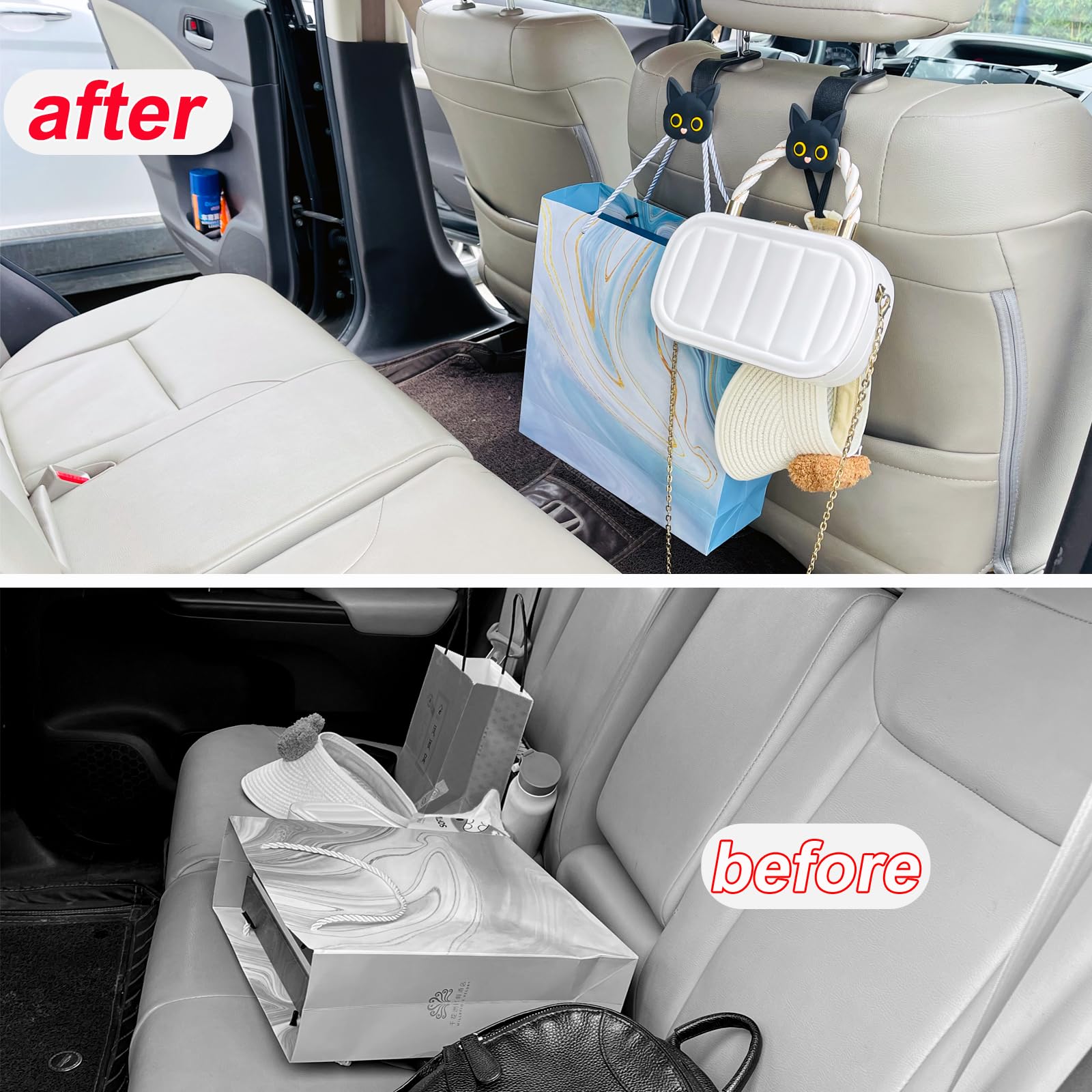 2-Pack Car Headrest Seat Hook Holders - Multi-Purpose Bag Organizer & Vehicle Coat Hanger