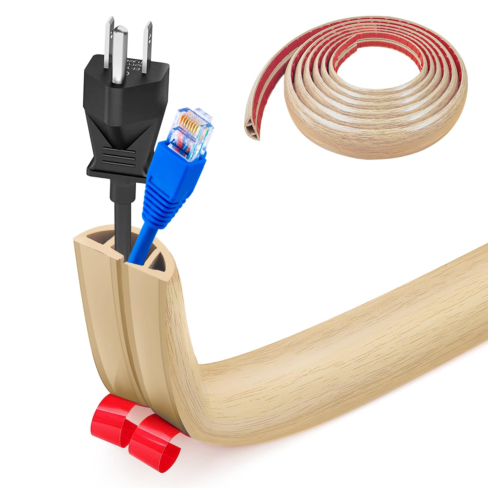 Pasacables Suelo, Canaleta Cables Suelo, 3.0M x2cm Protector de Cables para Suelo, Cubiertas de Suelo para Cables Autoadhesiva Montaje para Todos los Hogar, Oficina, Escuela,Almacén(Blanco-Redondeado) — view 76