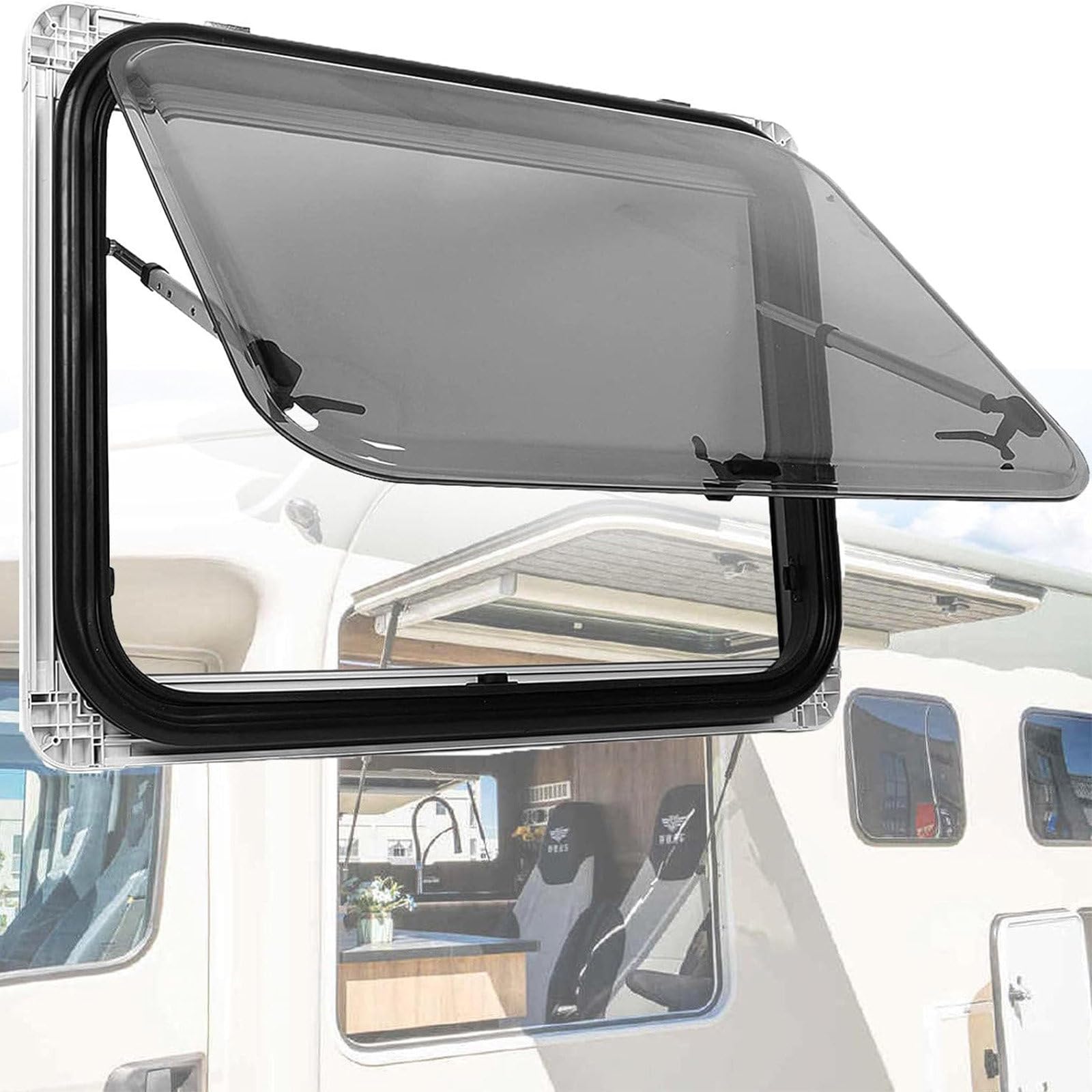 Okno wyjściowe do kampera Okno awaryjne do przyczepy kempingowej Van Camper, okno składane do kampera Okno ekstrapolacyjne Okno zewnętrzne o regulowanym kącie,600x500mm
