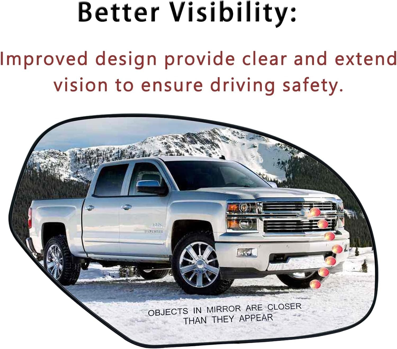 Passenger Side Heated Mirror Replacement For 2007-2013 Cadillac Escalade Yukon Suburban Silverado GMC Sierra Tahoe Avalanche Sierra - Side Mirror with Rear Holder and Turn Signal