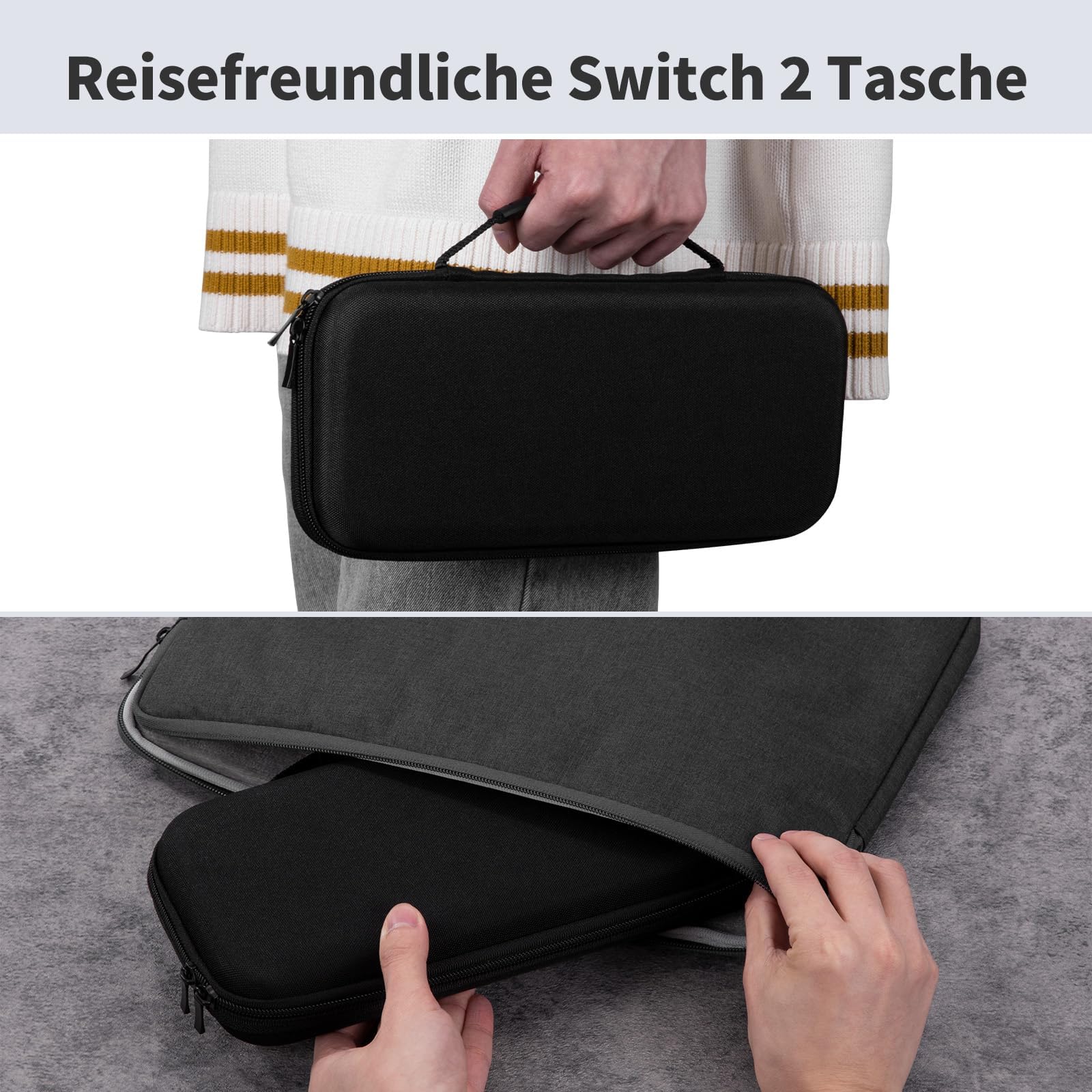 PALPOW Funda Protector Compatible con Nintendo Switch 2 Consola，Estuche rígido y Delgado con Vidrio Templado, 8 agarres para el Pulgar, Kit 10 en 1 para Switch 2, 10 Ranuras para Tarjetas de Juego — view 9