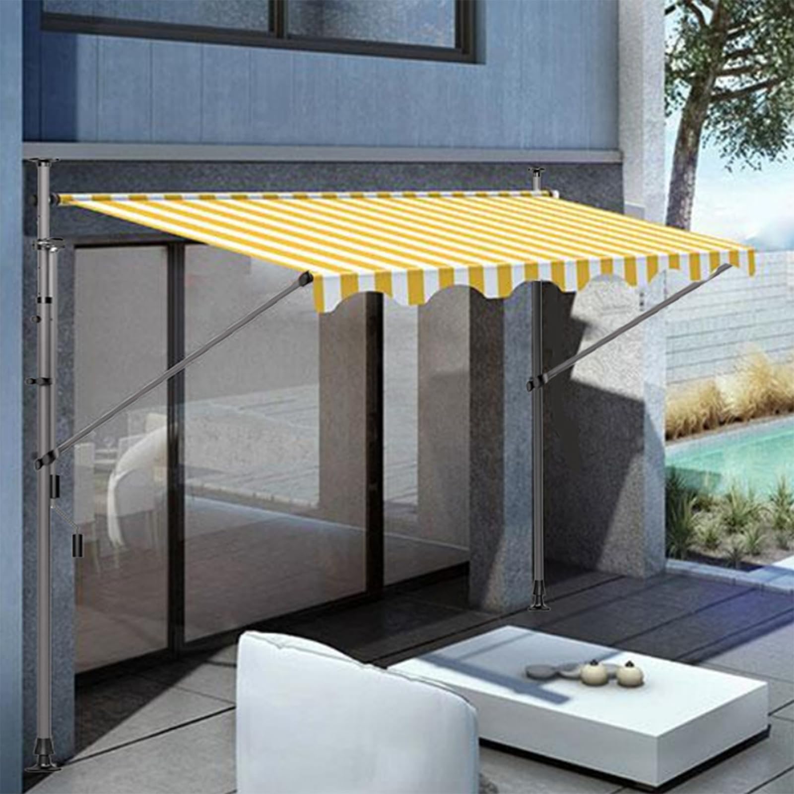 markise ohne befestigung Balkon Bohren Klemmmarkise mit Handkurbel Balkon Markisen 200/250/300/350/400cm Breit UV-beständig & Höhenverstellbar Sonnenschutz Drawer Split and Color:1/3-2/3 - Black Stylish Cycling Outfit with MAC