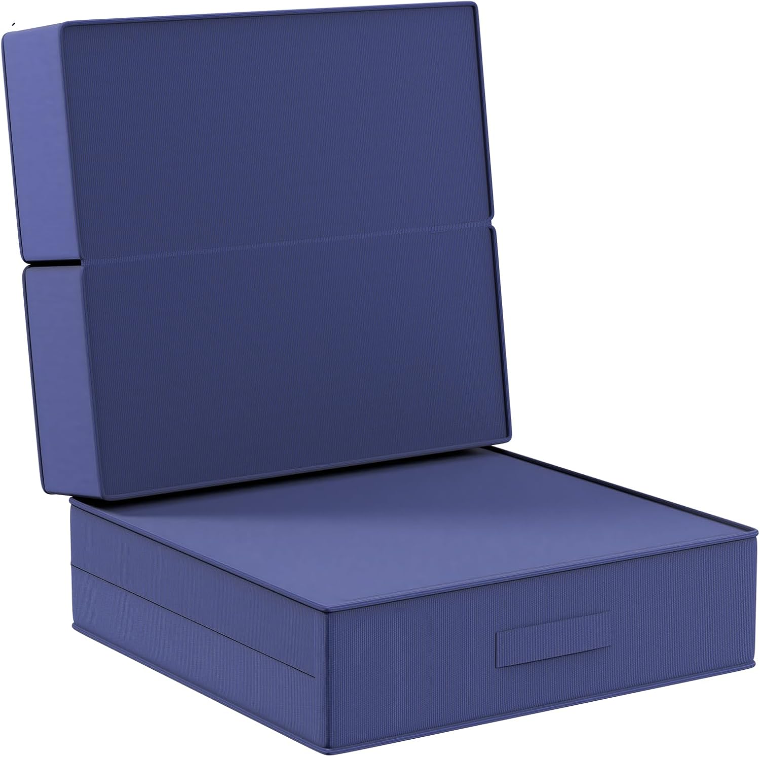 6 Inch Thick Foldable Deep Seat Cushion Set, 23 x 26 Inch Outdoor Water & Fade Resistant Olefin Patio Furniture Replacement Chair Cushion, with Removable Cover, Handle and Straps, Dark Blue