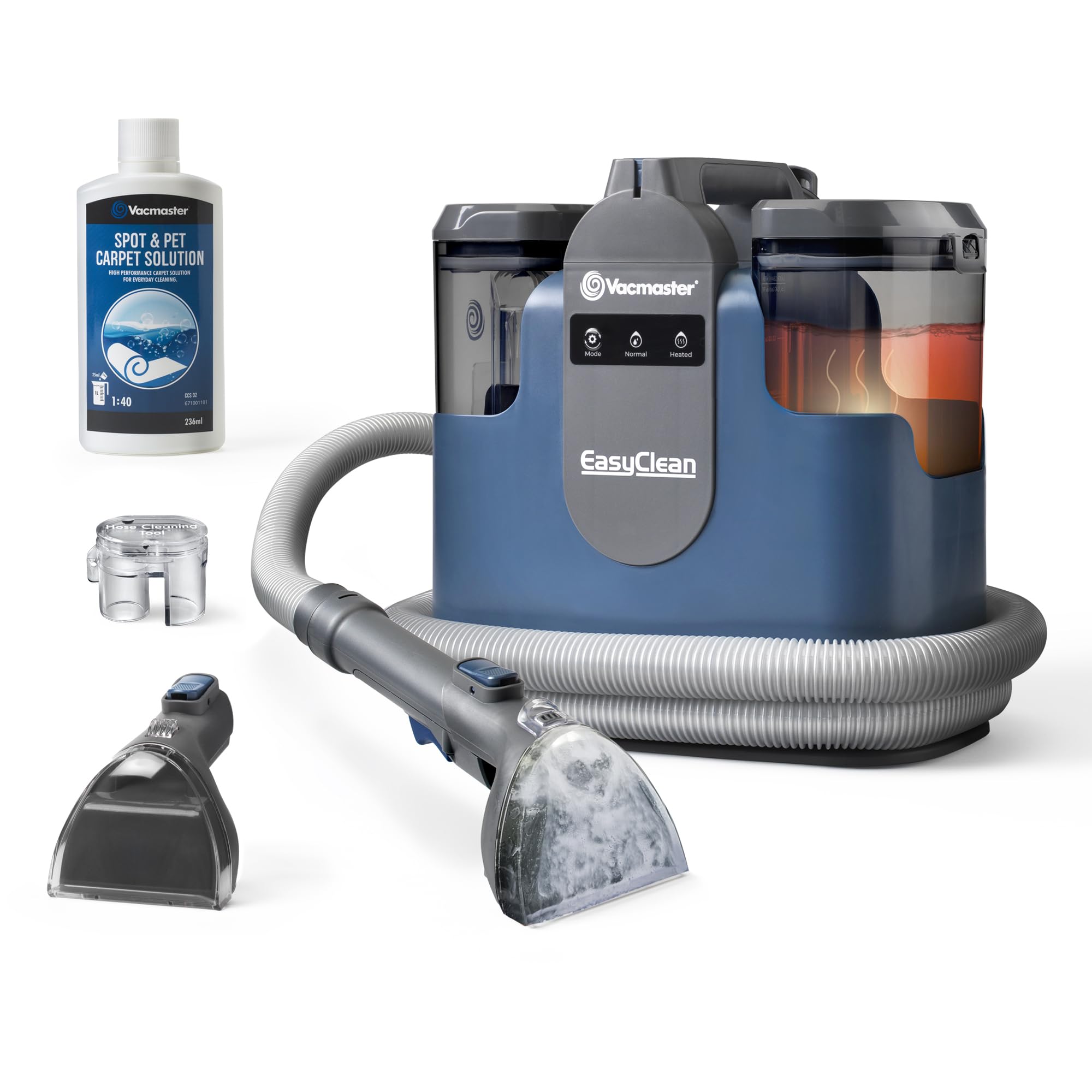 Vacmaster EasyClean Thermo Heated Carpet Spot Cleaner, Corded | Heated spot cleaner, rug & upholstery cleaner. Rapid 50°C hot water, carpet cleaner solution, 2 modes & 2 year guarantee