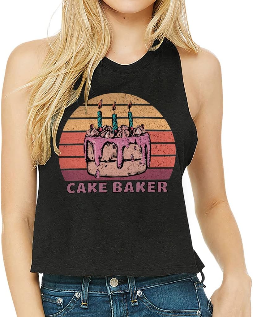Cake Baker Racerback Cropped Tank - Food Themed Women's Tank - Graphic Tank Top