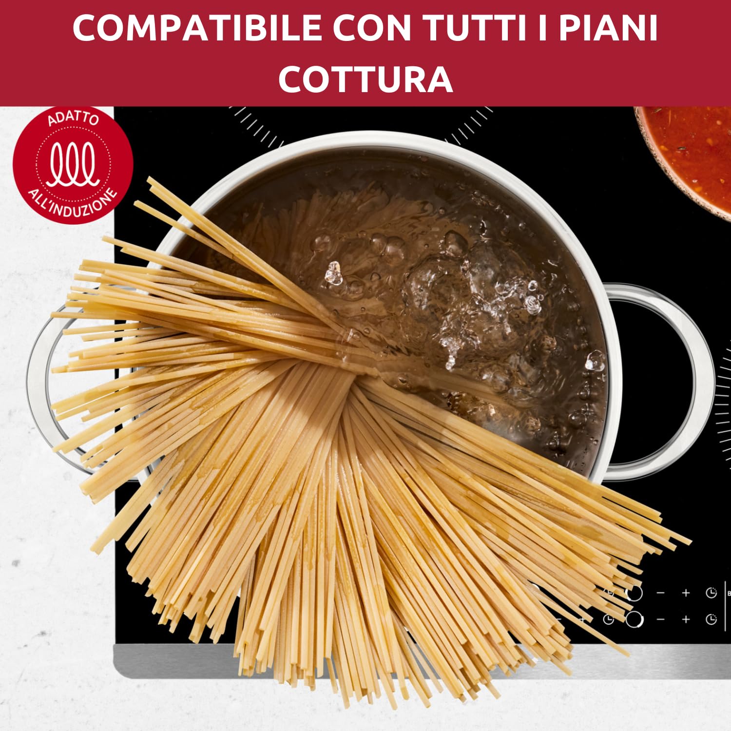 Lagostina Deliziosa Set di Pentole Induzione, Gas e Forno in Acciaio Inox 18/10, 6 Pezzi, Fondo Lagoseal Plus, Batteria di Pentole con 2 Casseruole Fonde, Casseruola Bassa, Pentola, 2 Coperchi