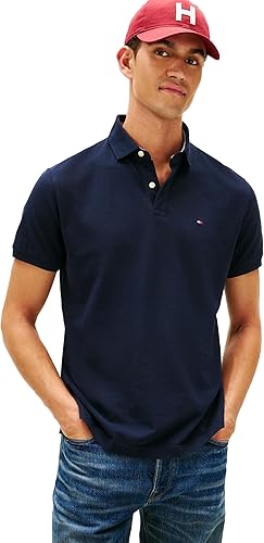 Tommy Hilfiger Polo piqué de algodón de manga corta para hombre en ajuste personalizado