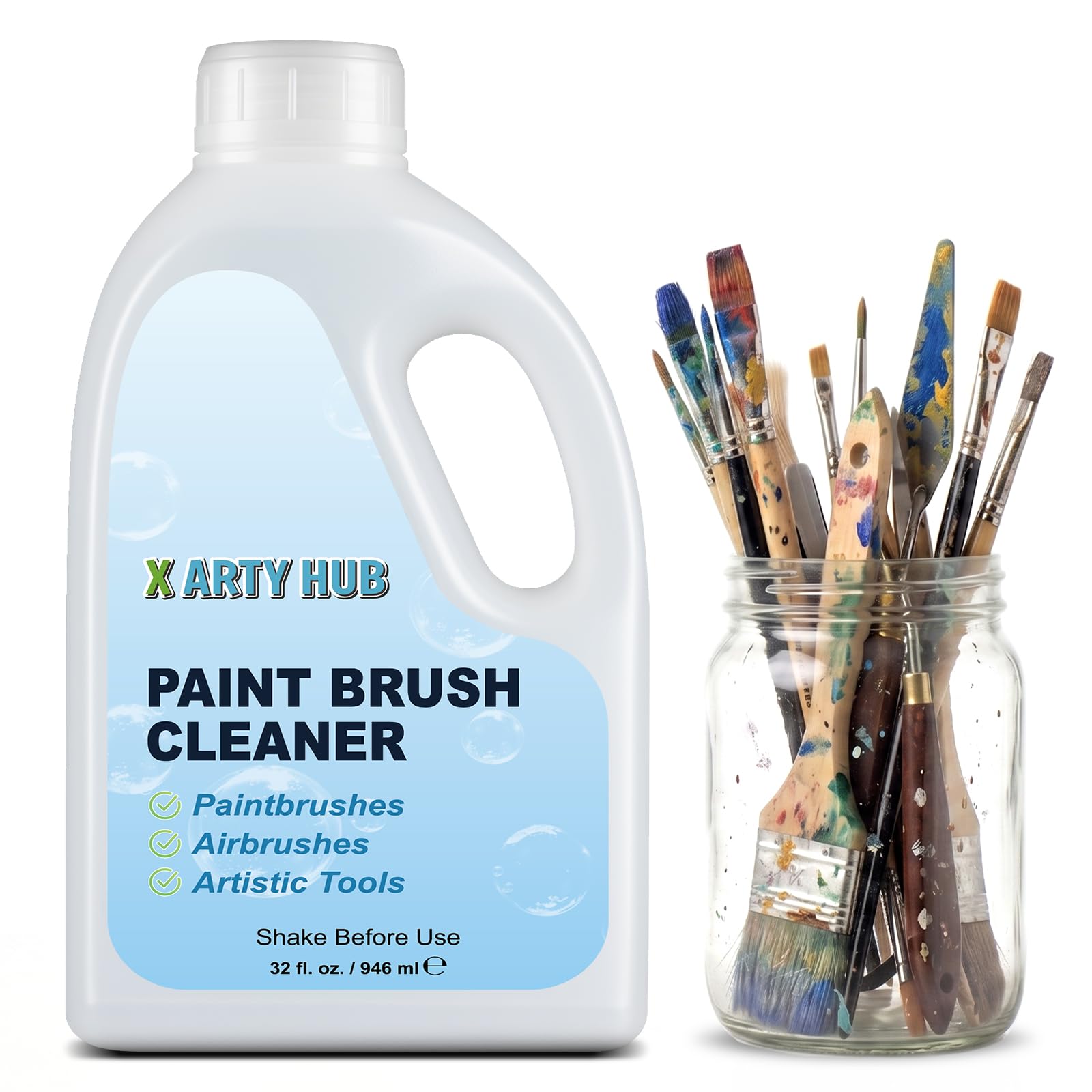 X ARTY HUB Paint Brush Cleaner 946 ml, for Water-Based Acrylic Paints