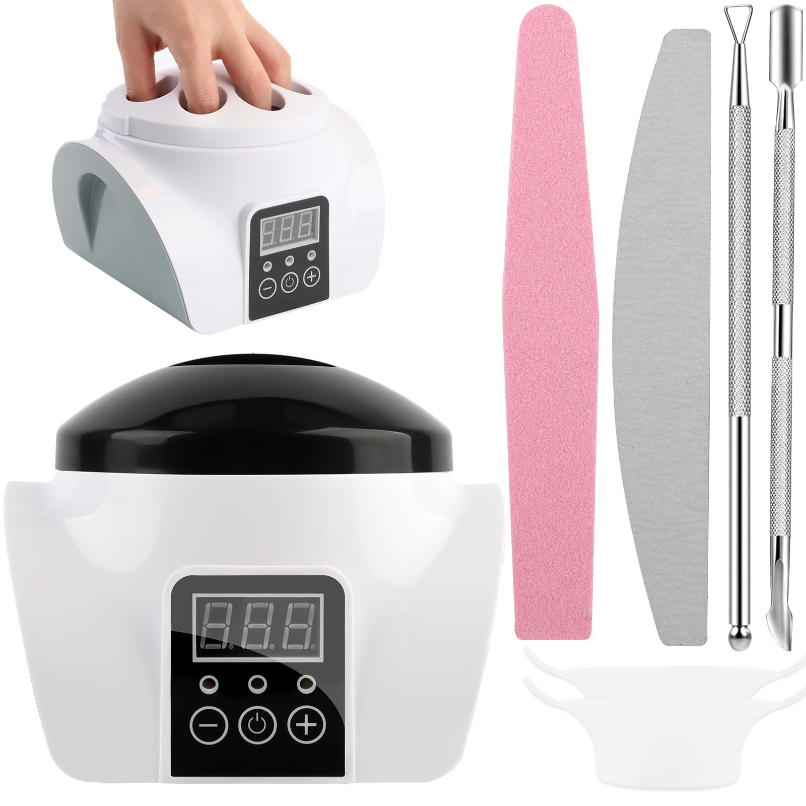 EBANKU Nail Soaking Bowl Heated - Soak off Bowl for Gel Nail Polish Acrylic Nails Dip Powder, Nail Remover Bowl with Nail Files Wipes Cuticle Kit, Manicure Bowls for Salon Home