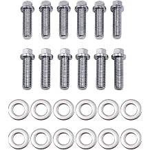 12 PCS Chrome Intake Manifold Bolt Kit 6pt 3/8"-16 X 1" for Small Block Chevy 265 283 305 327 350 383 400 Engines