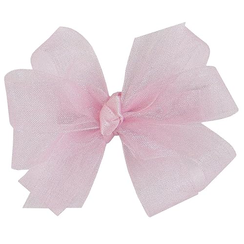 Miniatura 7 de Wee Ones Arco doble de organza para niñas en un clip WeeStay con nudo central de satén, pequeño, blanco