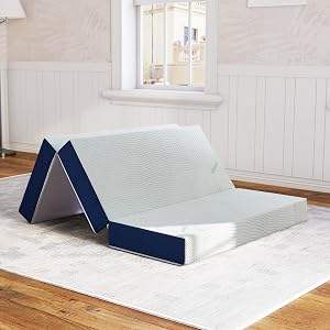 Folding Mattress,6 Inch Tri-fold Foam Mattress with Breathable and Washable Cover,Skin-Friendly,Supporting and Pressure,6" Twin Size Foldable Mattress Topper(38"x75"x6")