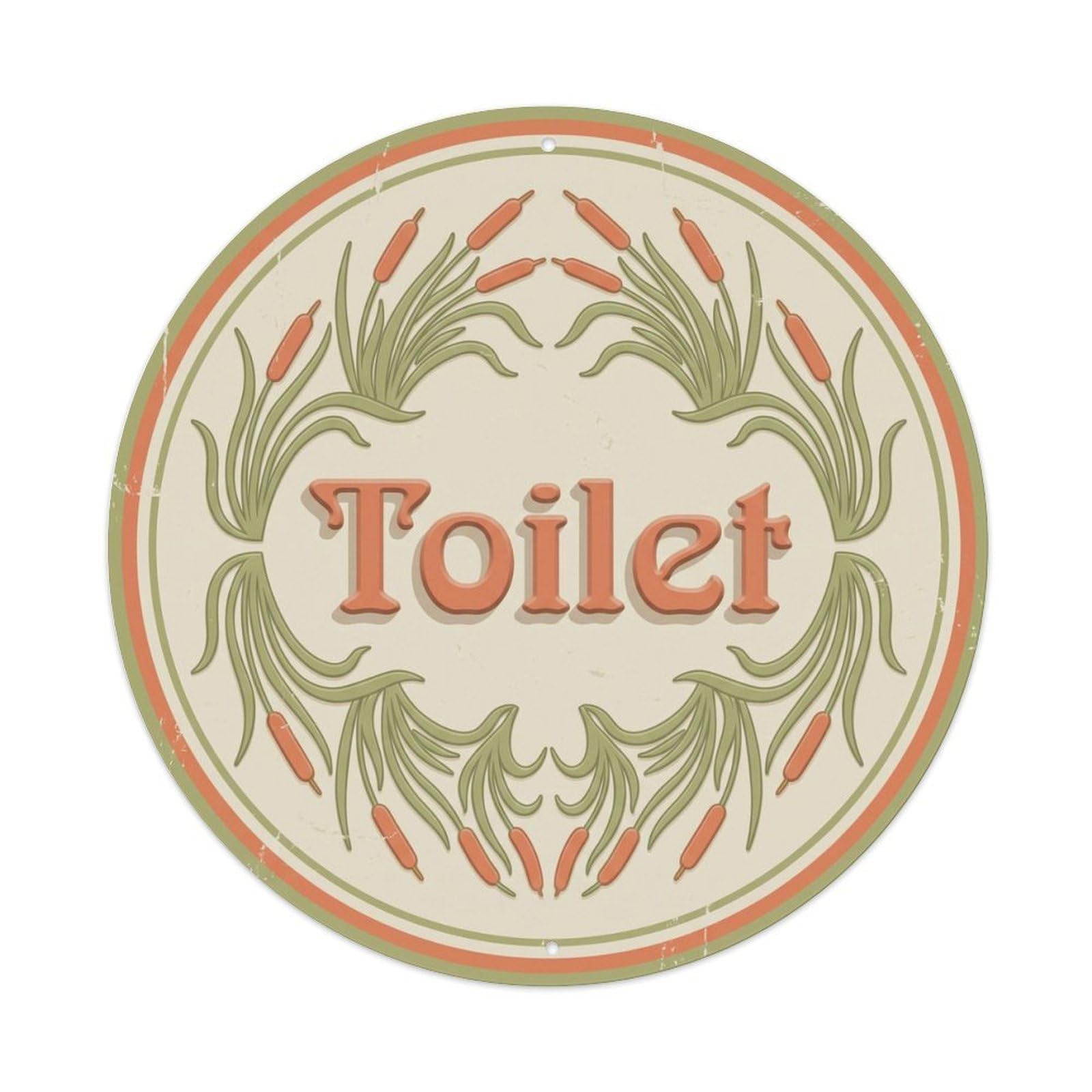 Okahys 8X8inch(20X20cm) Toilet(Wc) Signage Cattail Vintage Metal Tin Sign