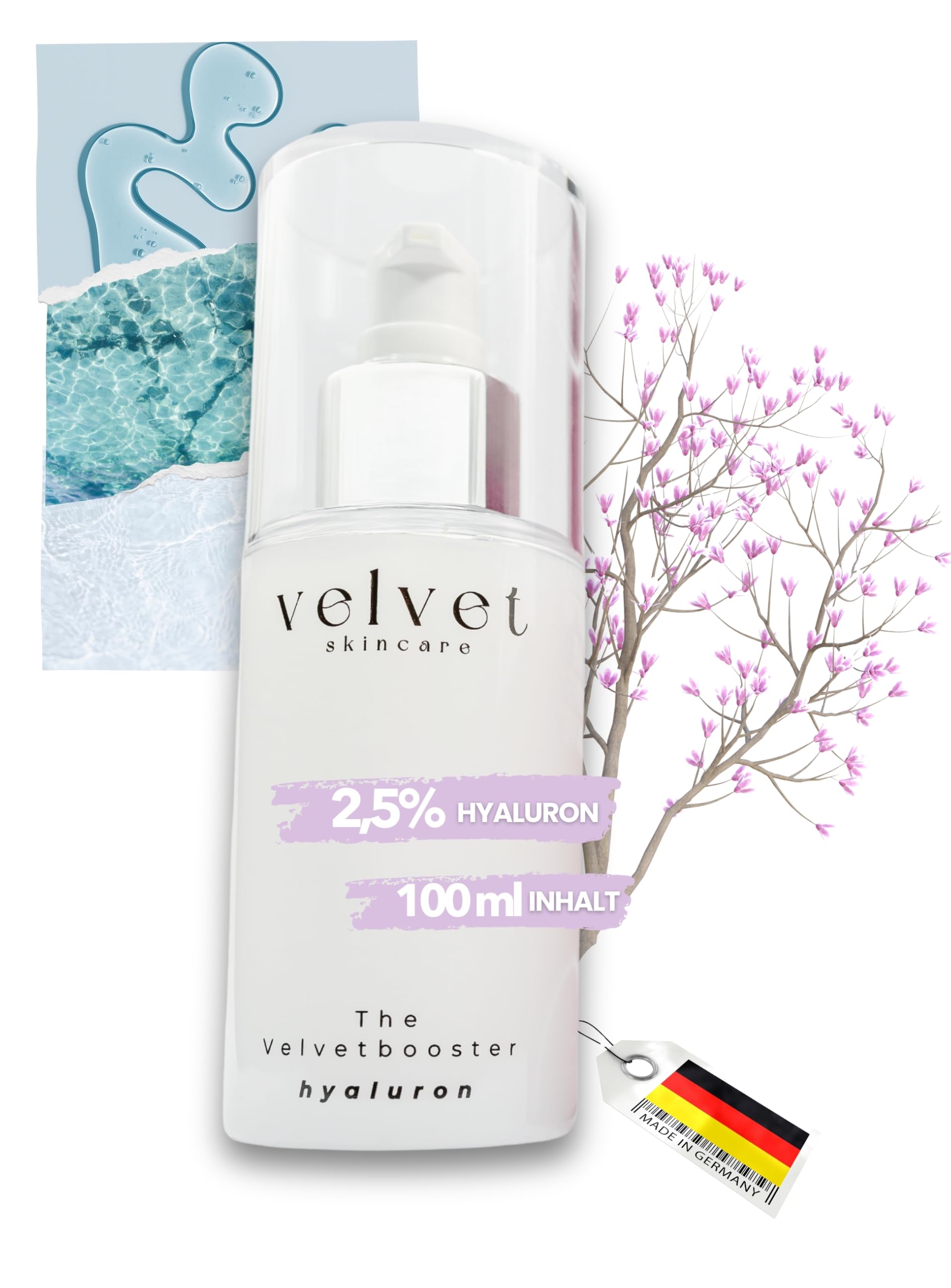Sérum à l'acide hyaluronique 100 ml - Complexe 4 fois avec extrait de magnolia - Hautement dosé et sans parfum - Sérum hydratant anti-âge pour peaux sensibles - Fabriqué en Allemagne
