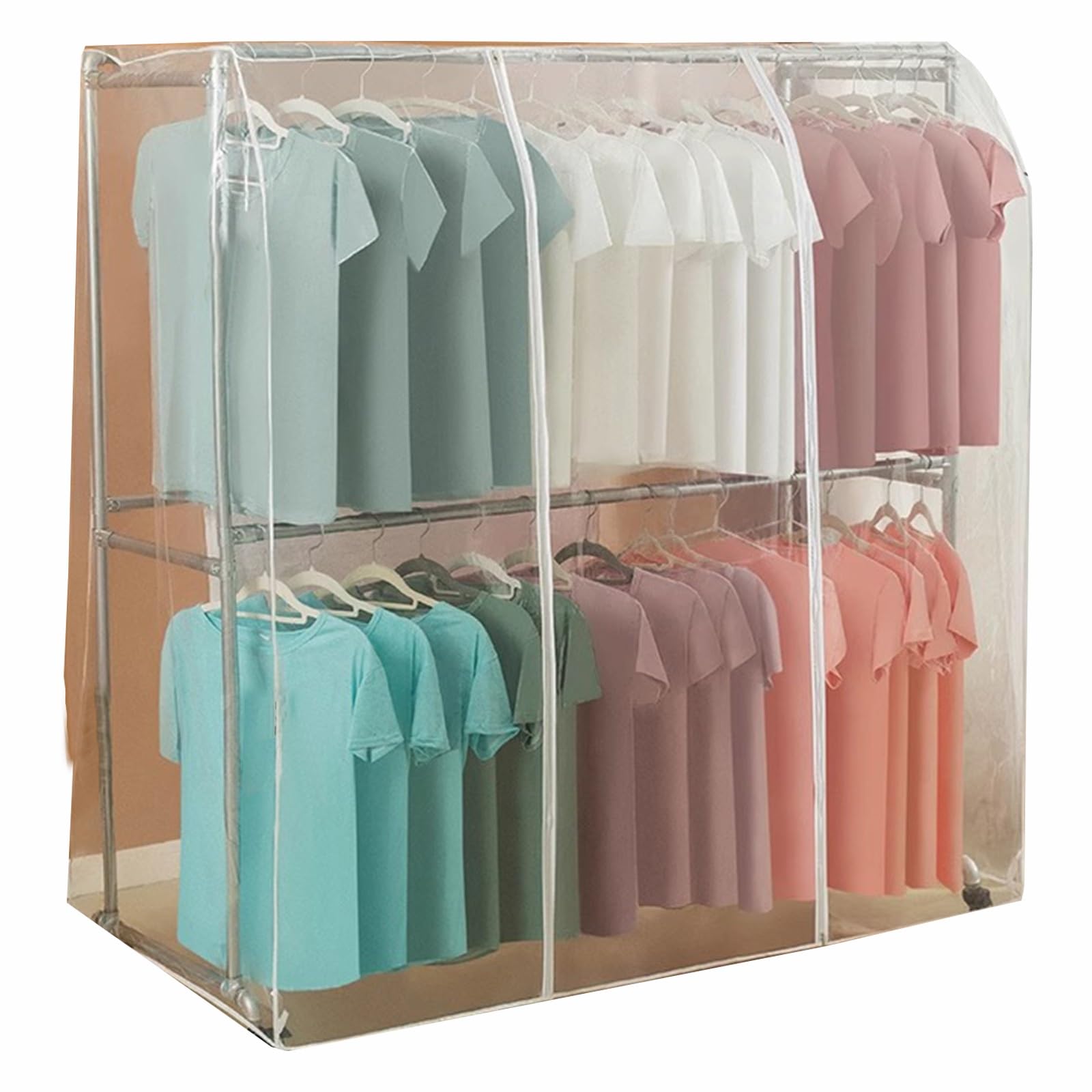 Funda para Ropa de 59 Pulgadas de Alto Gran Capacidad para Colgar Ropa PEVA Apta para Perchas de Doble Barra Transparente 180 x 90 x 150 cm / 71 x 35 x 59 Pulgadas