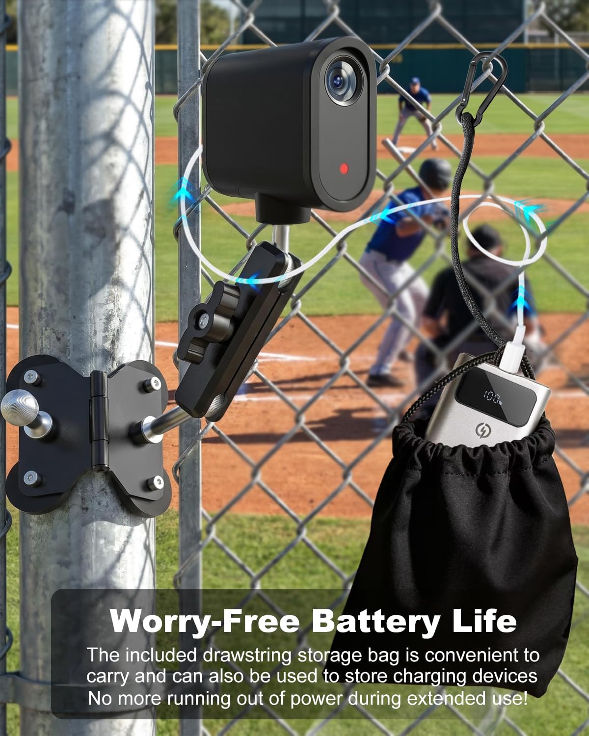 Magnetic Fence Mount for Camera & Phone, Baseball Sports Recording | Magnetic Camera Mount for Mevo Start, GoPro |Game Changer Mounting Kit for Dual Device |Tennis Pickleball Fence Phone Holder