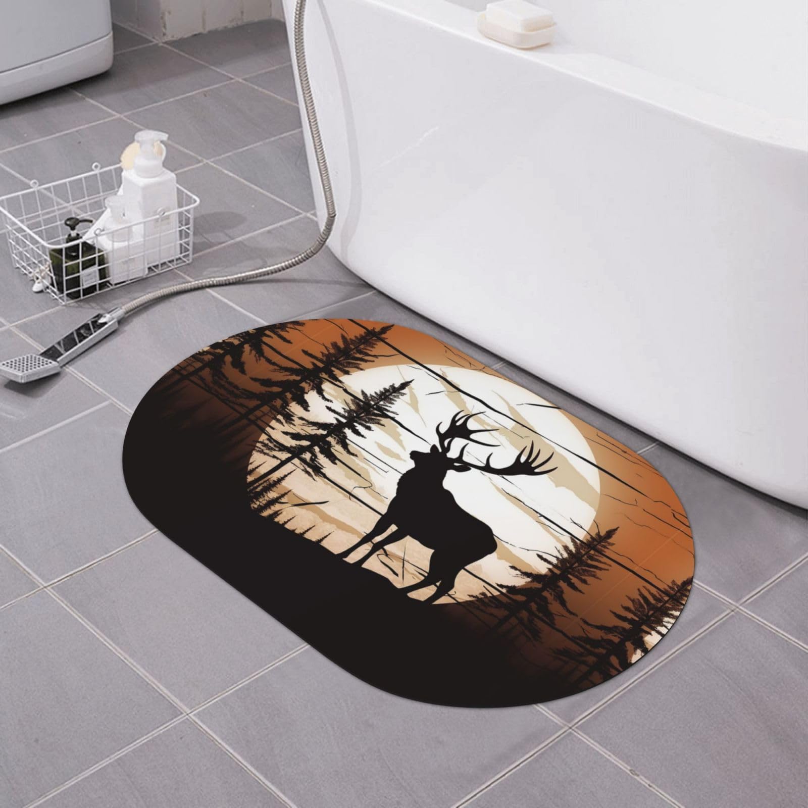 Paillasson imprimé silhouette d'élan sauvage tapis de bain absorbant