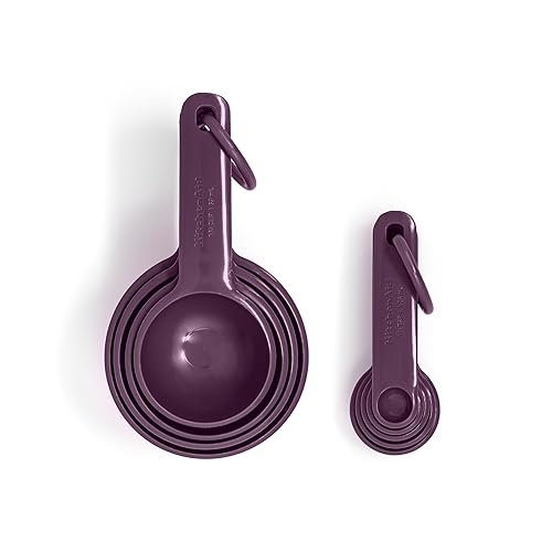 KitchenAid - Measuring Cups & Spoon Set, Universal Easy to Read with Soft Grip Handle for Maximum Control, Hang Hole and Nesting for Easy Storage, Dishwasher Safe (9 Piece, Beetroot)