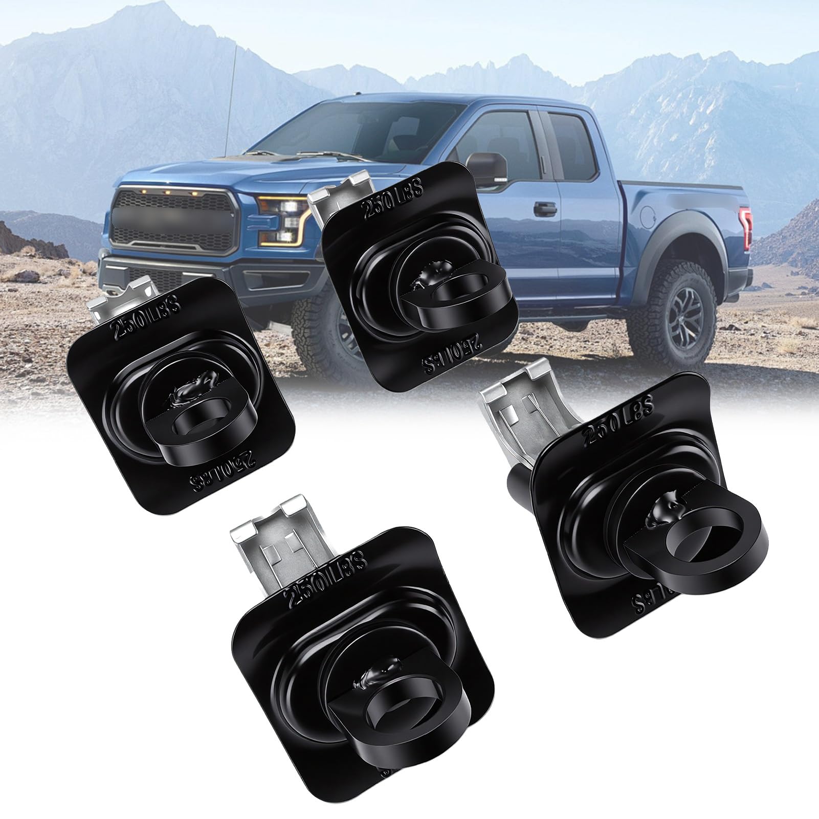 aqxreight Ladeflächen Verzurranker, Befestigungspunkte für Ladebett 4 Stück Schwarz Pulverbeschichtet Gusseisen mit OEM 23146899, 22854815, 22987602 for Pickup 2014-2025