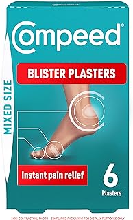 6 Mixed Size Blister Plasters For Feet (Individually Wrapped Plasters) - Hydrocolloid Plaster Technology For Faster Healing - Waterproof Deep Cushioned Plasters For Comfort