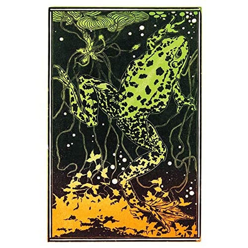 Wee Blue Coo Swimming Frog Julie De Graag Art Print Canvas Premium Wall Decor Poster
