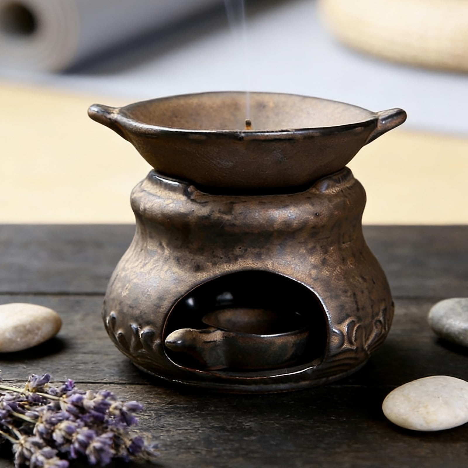 Fornello Aromaterapico Diffusore Di Aromi In mica Multifunzionale Con 2 | Kit Bruciatore Zen Ad Incenso E Per Sala Yoga, Casa, Ufficio, Scrivania, Camera Da , Meditazione