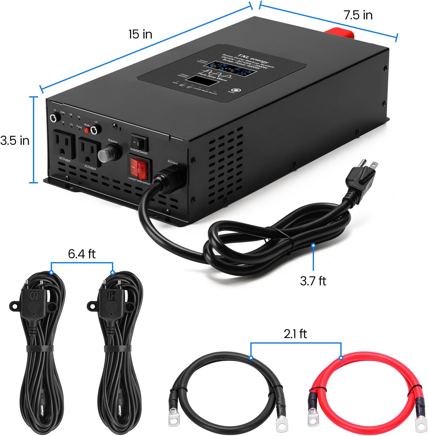 TXL 2000W Sump Pump Backup System with Sump Pump Control, 36A Surge Support, Pure Sine Wave Inverter, Ensures Reliable Pump Operation During Power Outages, Battery Not Included