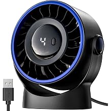 SWEETFULL USB Small Desk Fan - 5 Inch Mini Personal Desktop Fan, 4 Speeds Cooling Strong Airflow, 360&deg; Adjustable Tilt, Quiet Portable Table Fans for Bedroom, Home, Office, Travel &amp; Cruise, Black
