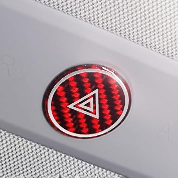BETTERHUMZ Car Interior Carbon Fiber Sticker Compatible with Tesla Model 3 Highland 2024 2026 Model Y Juniper 2025 Roof Warning Button Trim Reading Light Cover Accessories Red