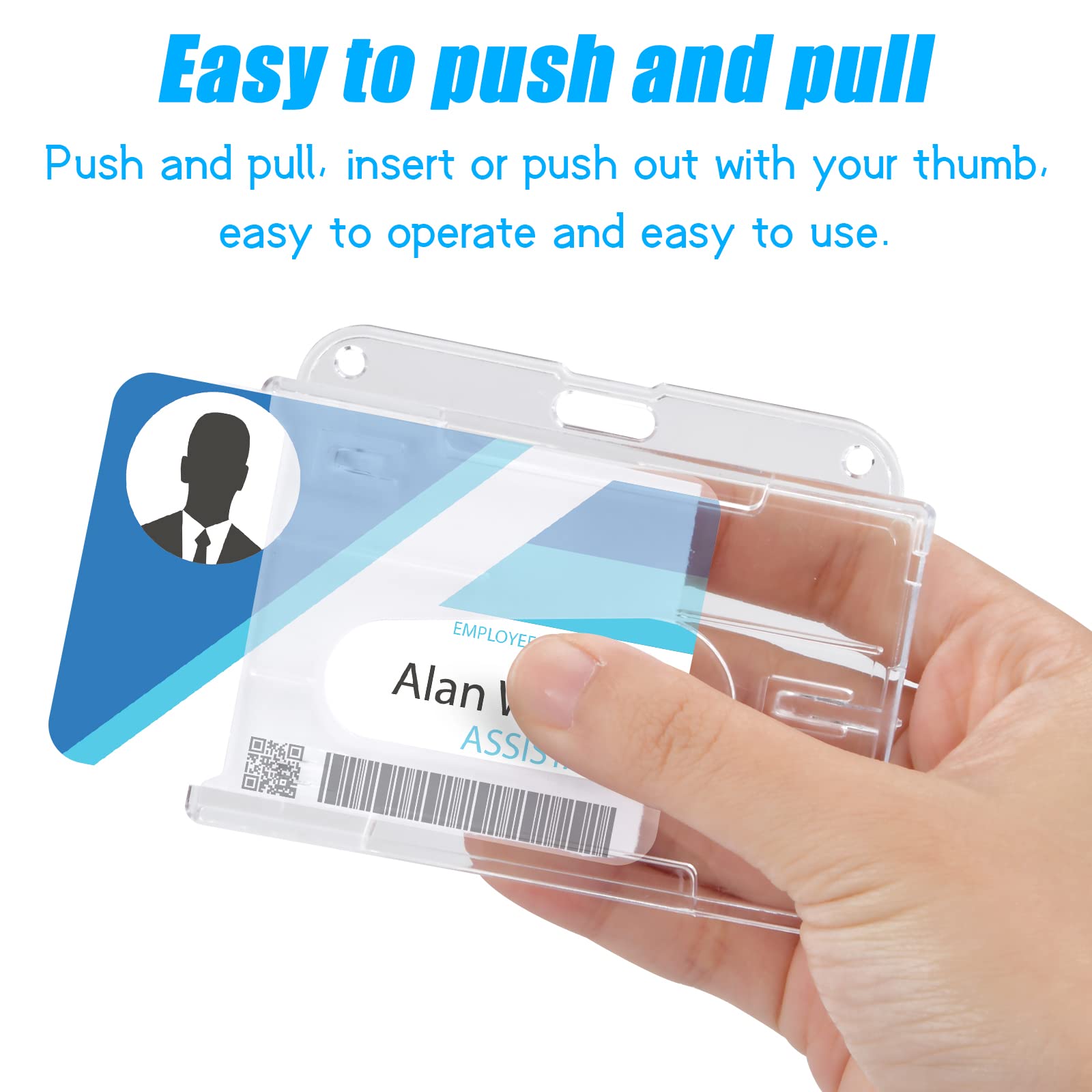 Porta Badge Per Carte D'Identit&agrave; - 2 Pezzi, Finestra Trasparente, Con Cordino, 10.2x5.8 Cm