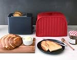 Toaster Appliance Cover Polyester Bread Toaster Cover Bakeware Protector Dust and Fingerprint Protection Two/Four Slices (4 Slice, Red)