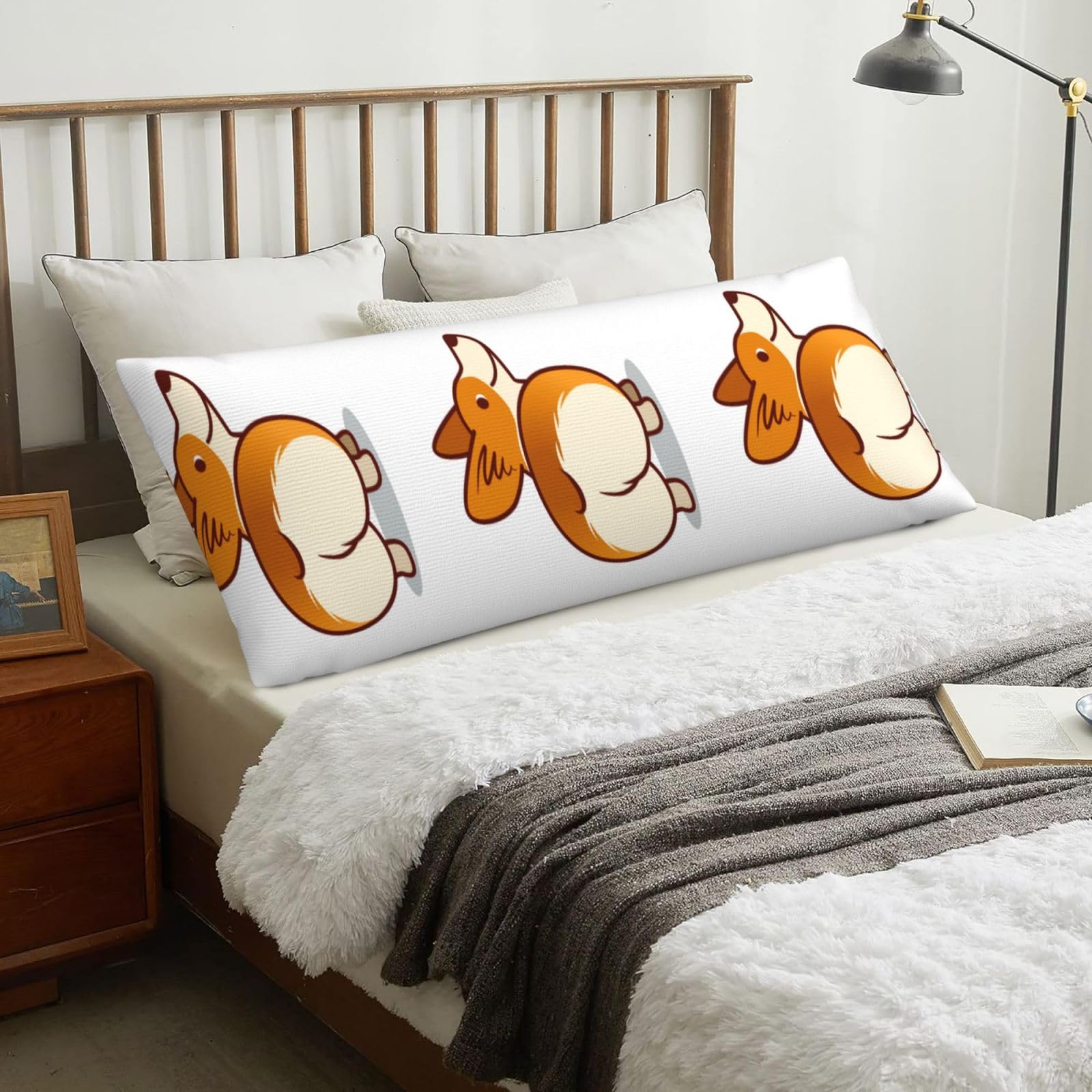 Corgi Dog Funny Butt, Body Pillow Cover with Zipper,Long Body Pillowcase 20 x 60 in