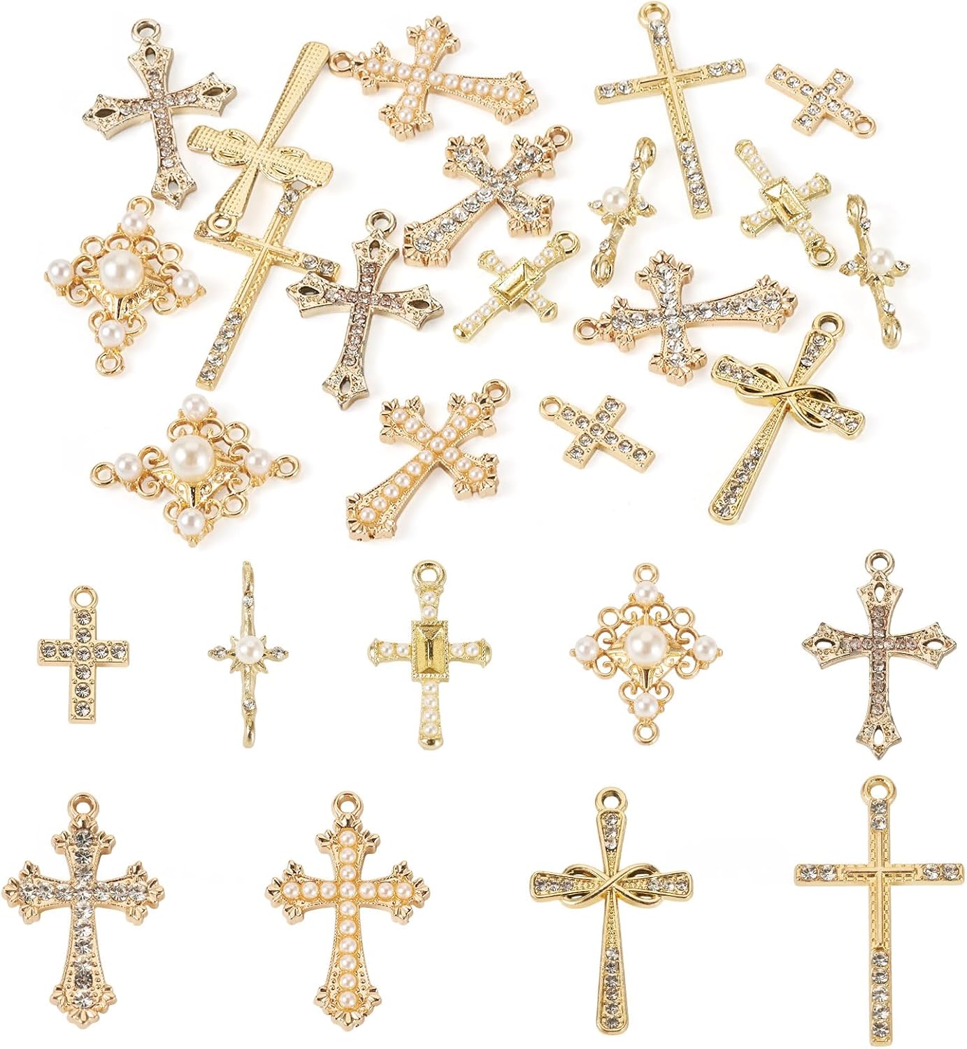 Assorted Cross Charms for Men Women Jewelry Making Religion Crucifix Cross Dangle Pendants for DIY Crafts Supplies