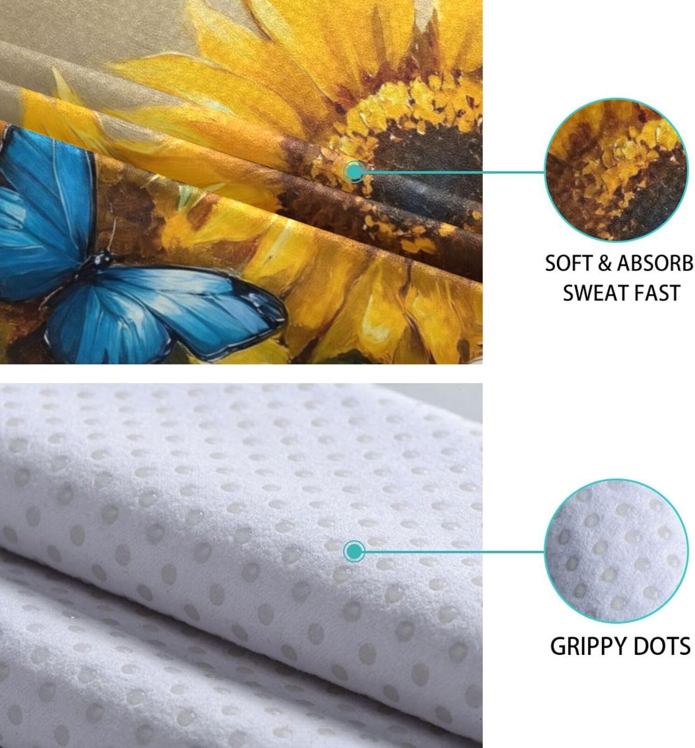 Hedgehog Sunflower Hot Yoga Towel – Stylish, Non-Slip, Grip Dots, Super Absorbent, 27" x 73" - Yoga Mat Towels for Exercise, Fitness