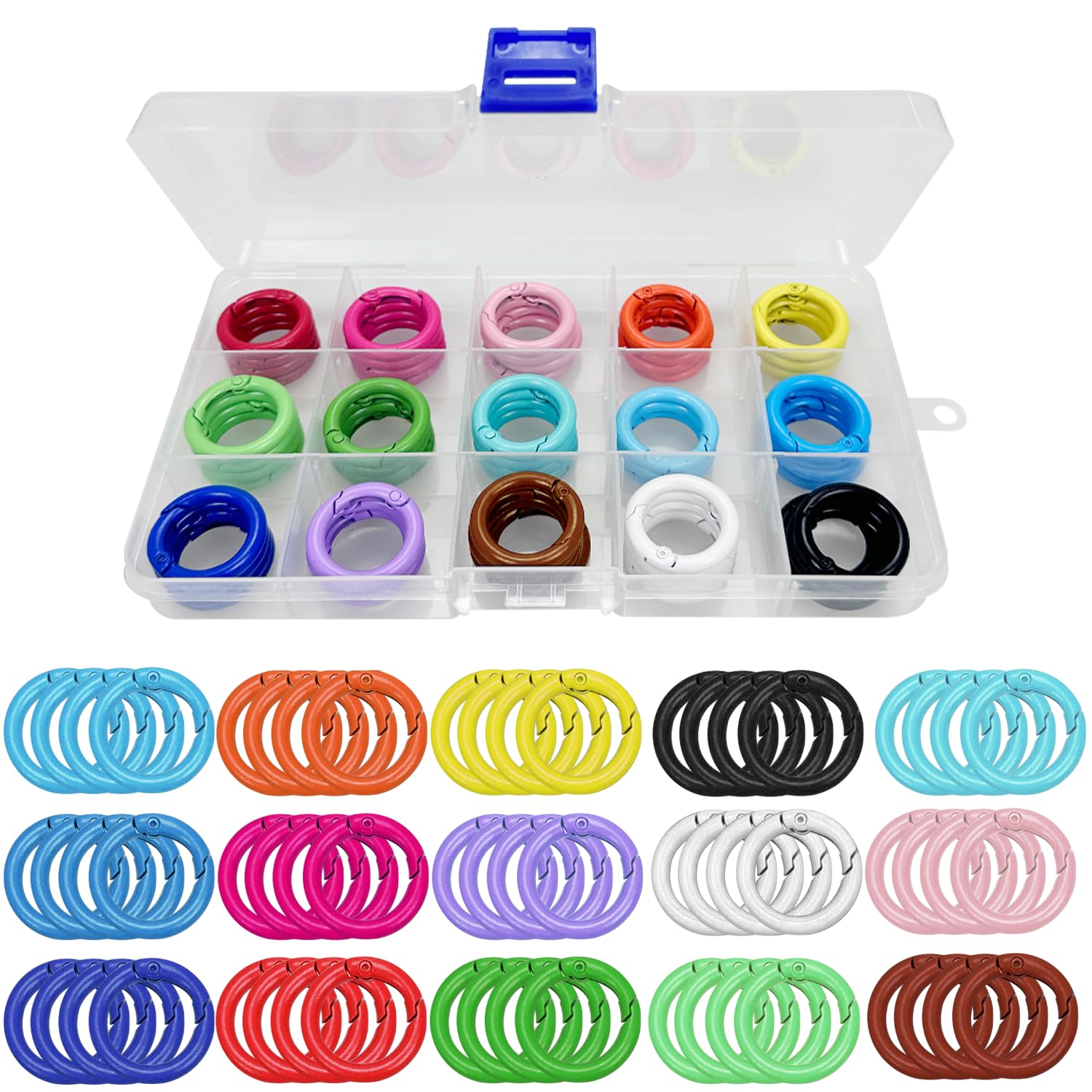 Moschettoni Ad Anello Portachiavi Neri,5Pcs Moschettone A Molla Rotondo Nero Moschettone In Lega Di Zinco A Molla Clip Catena Chiave Rapida Tracolla