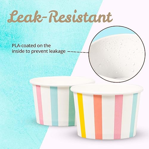 Miniatura 5 de MATICAN Tazas de helado de papel, 100 unidades de 5.5 onzas, cuencos desechables de postre para alimentos fríos o calientes, suministros de fiesta