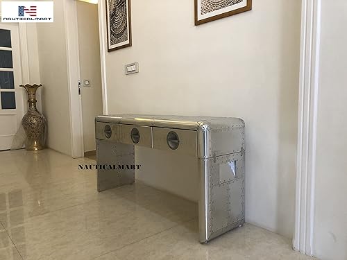 Miniatura 3 de NauticalMart Tablas de consola industriales de la tabla de consola del aviador, decoración casera estrecha de la tabla