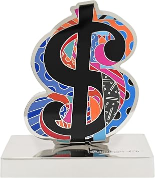 Britto Metallic Figurine - Iconic Art Collectible Sculpture, Decorative Displays for Modern Home Decor | Living Room Decor, Office Decor Dollar Sign Multicolor