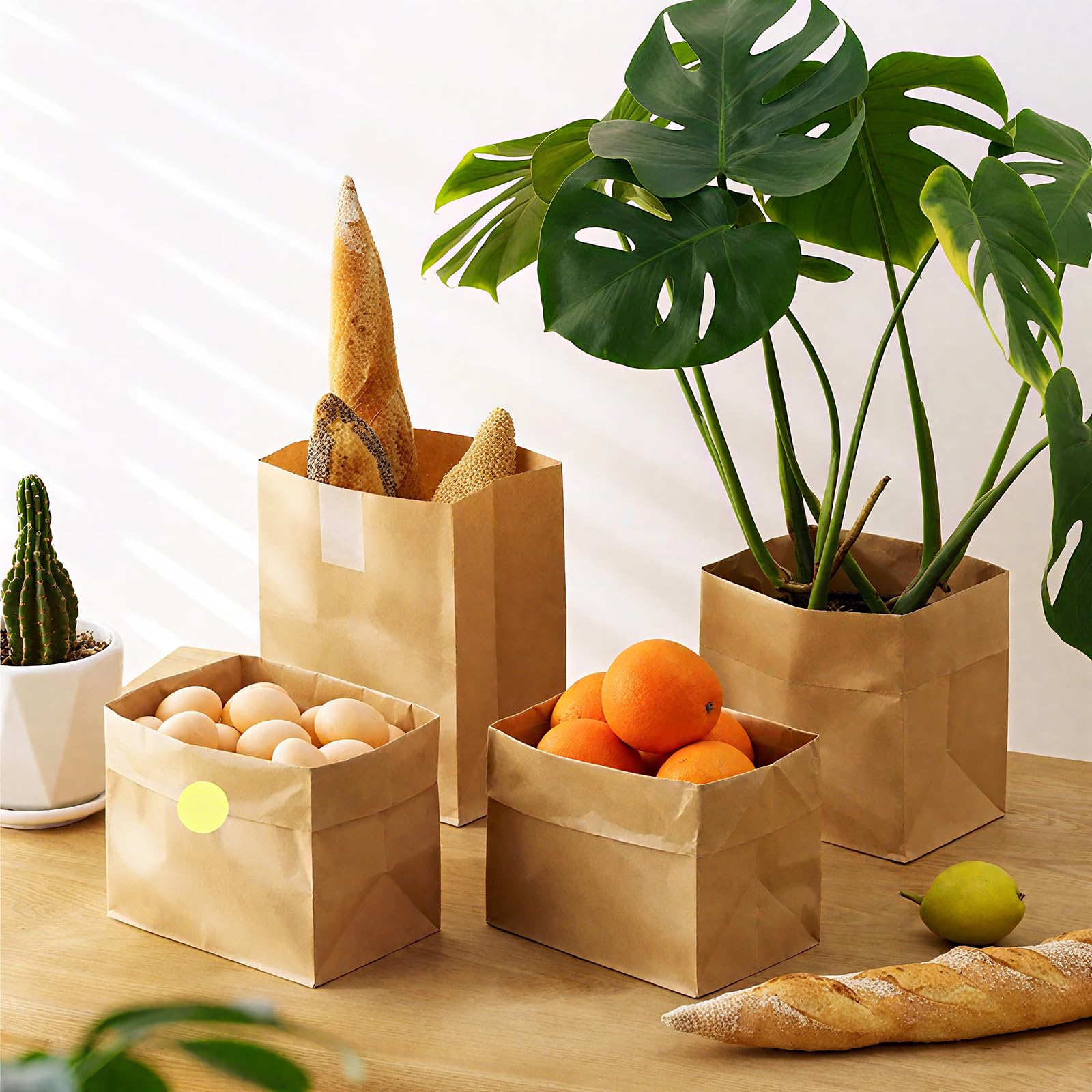 50 Stück Braune Papiertüten 15x27x9cm - Kraftpapiertüten Mit Aufklebern Für Geschenke & Lebensmittel