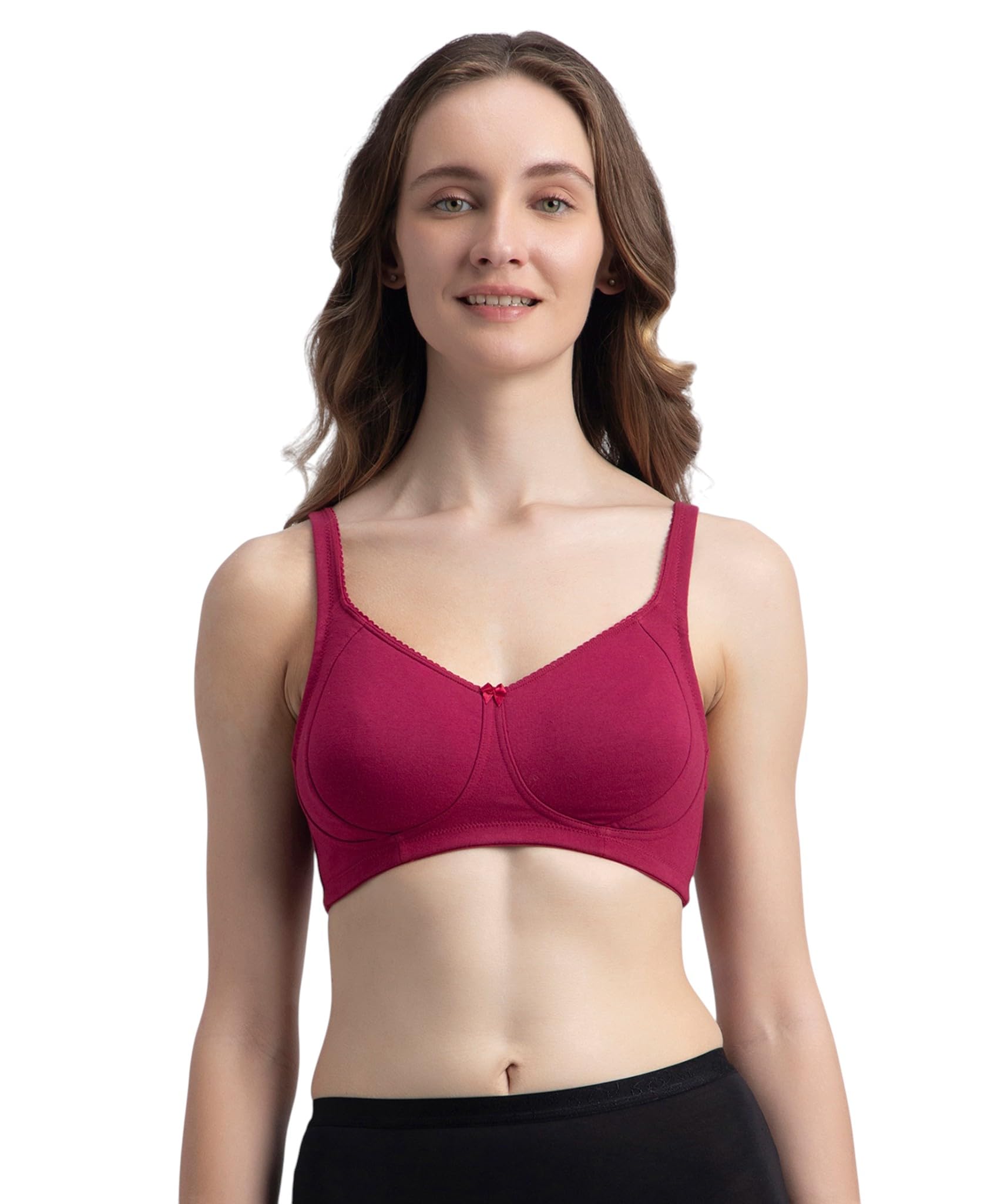jockey ES24 Women's Wirefree Non Padded Super Combed Cotton Elastane Stretch Full Coverage Plus Size Bra Plush Lining Cup_Beet Red_36DD-picture-40