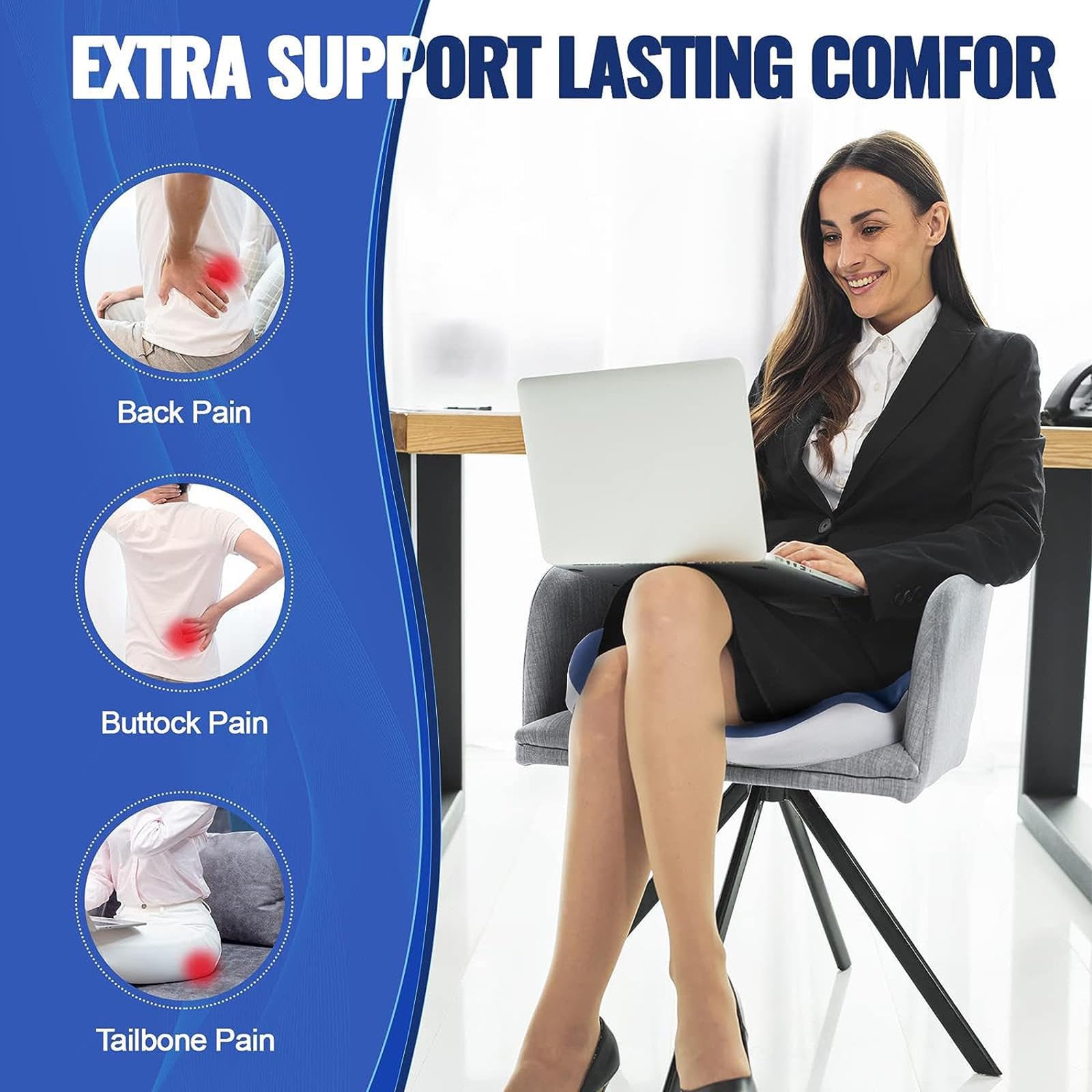 HAZARA Cojin Antiescaras Lavable Ergonómico Cojin Ergonomico Silla Oficina para Oficina,Automóvil,Silla De Ruedas, Silla Escolar,A-Gray