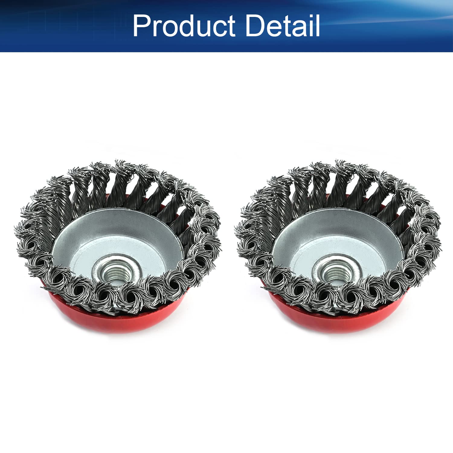 Auniwaig Twist Knotted Crimped Steel Brush Steel Wire Crimped Wire Cup Brush Wire Cup Brush 100mm Cup Brush with M14 x 2 Threaded Hole 2 Pcs