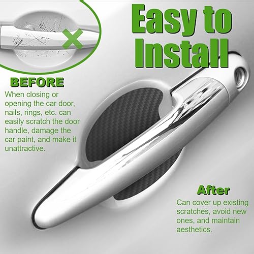 Miniatura 6 de WSSROGY 20 piezas de fibra de carbono antiarañazos para manija de puerta de coche, protector de copa, película protectora universal para la mayoría