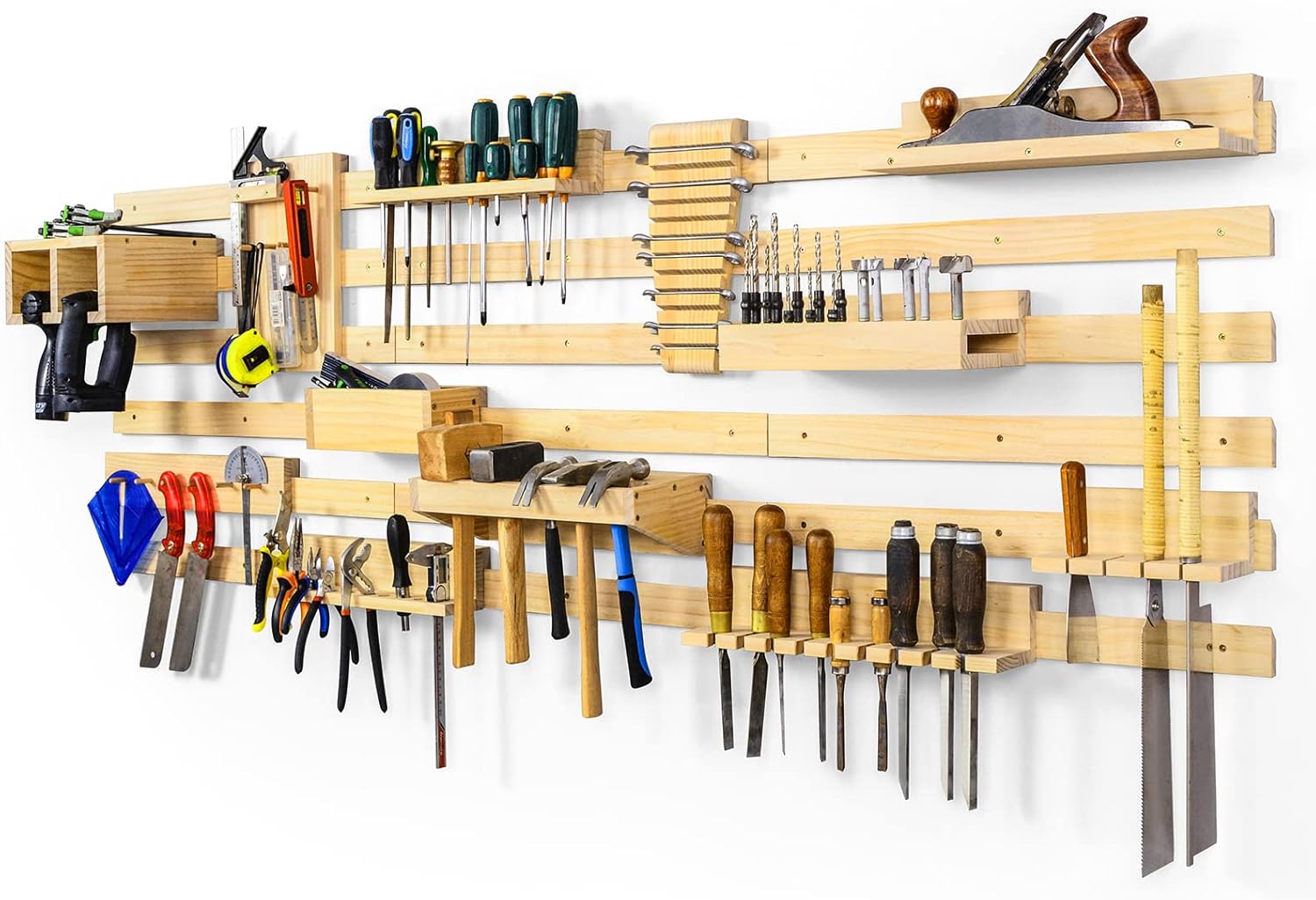 ikkle Wooden French Cleat Tools Storage Pine Pegboard Power