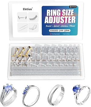 143-Pack Invisible Ring Size Adjuster for Loose Rings, 39 Sizes & 4 Styles Ring Reducer Jewelry Ring Resizer, Fits Men & Women, Comfortable Fit for Jewelry Adjustment