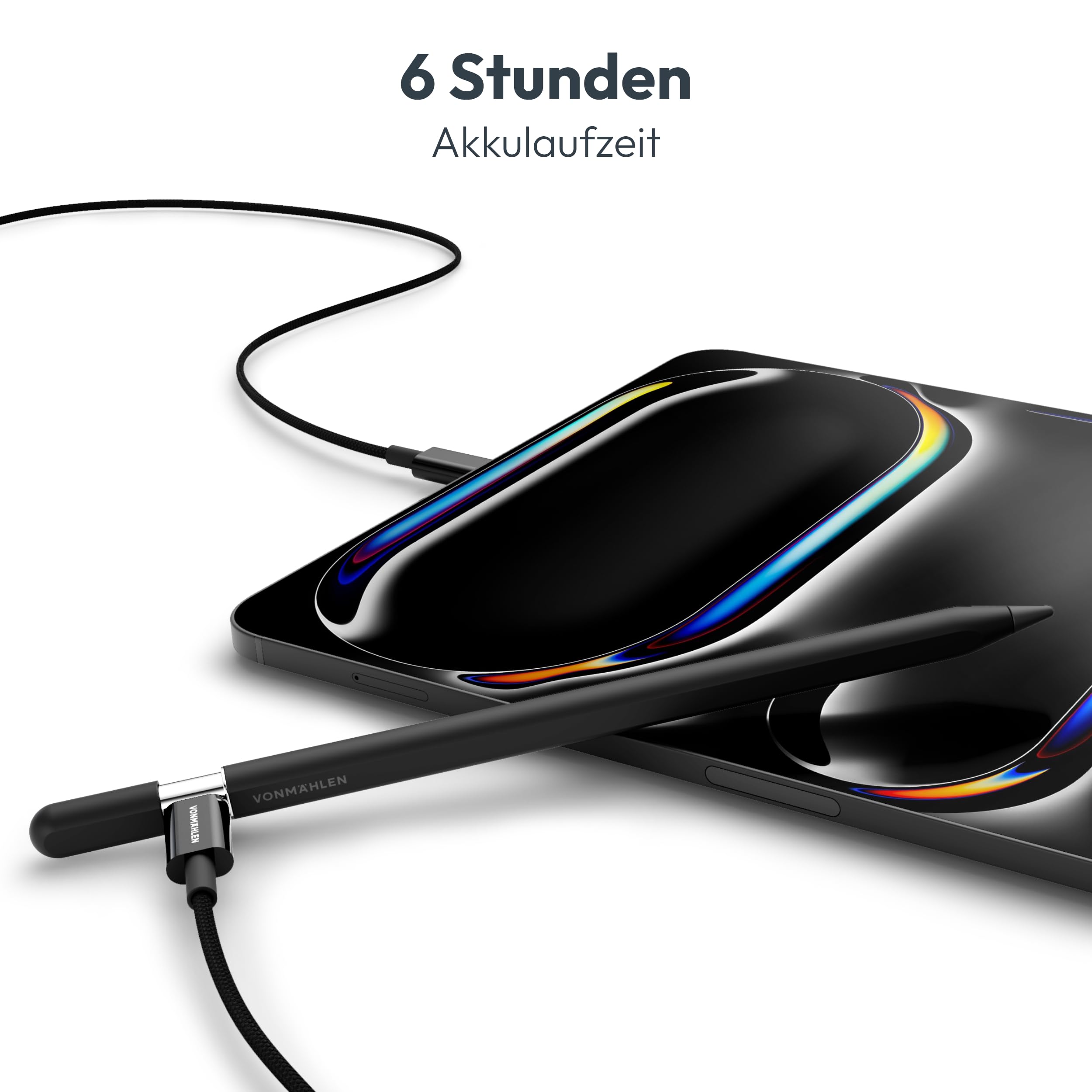 VONMÄHLEN Smart Pencil – Magnetischer Digitalstift mit 6 Std. Akkulaufzeit, Neigungssensitivität und Schnellladung - Black