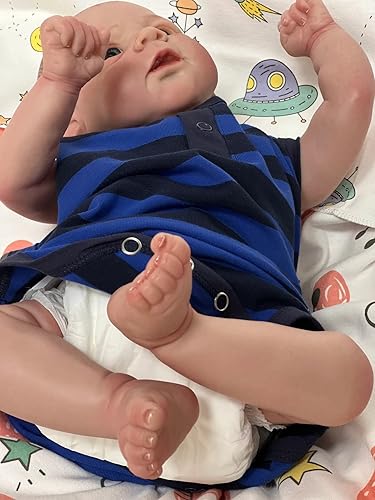 Miniatura 4 de Muñecas de bebé Reborn realistas de 17 pulgadas, muñecas de bebé recién nacidas realistas de silicona suave con peso para niños a partir de 3 años