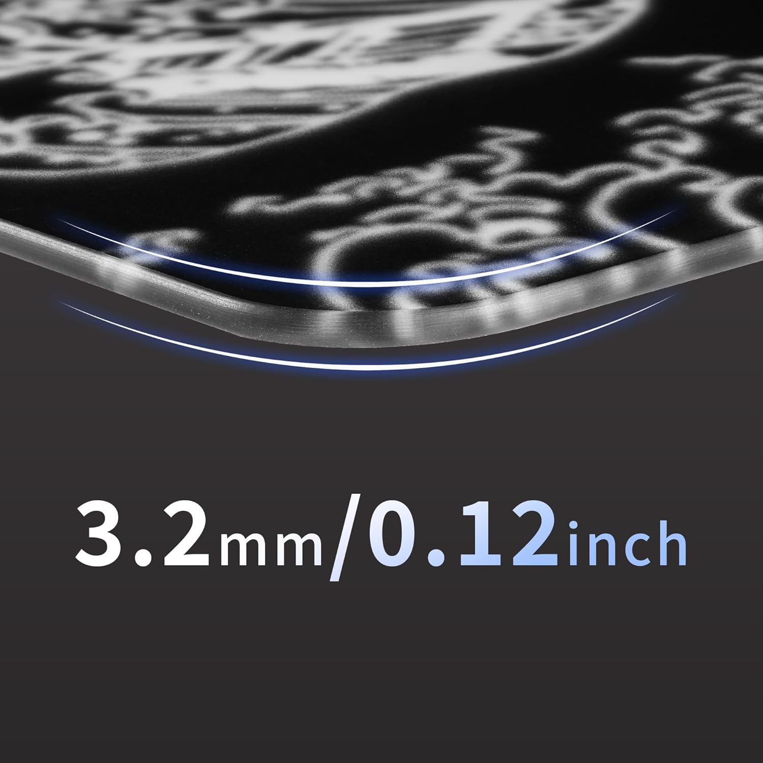 Glass Gaming Mouse Pad, Black Kanagawa Hard Mousepads for Gaming,Professional Large Mouse Mat 410mm*310mm, Special Glass Surface with Improved Precision and Speed