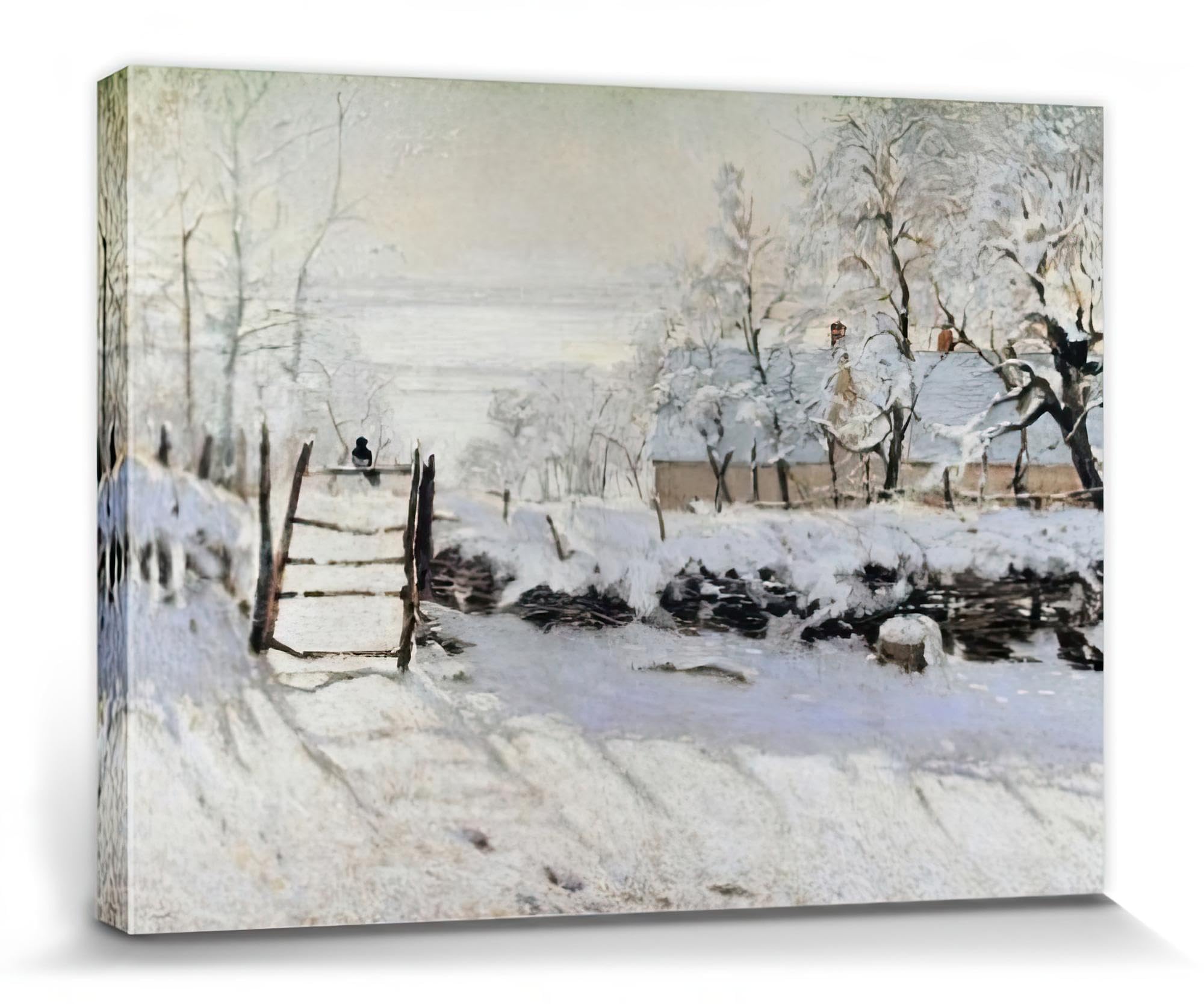 Affiche murale XXL Claude Monet La Pie tableau impression sur toile tendue 80x60 cm